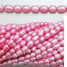 FRESHWATER PEARL RICE 5X7-5X10MM PINK (10 strs)